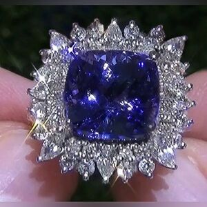 Elegant Blue and CZ Women's Ring